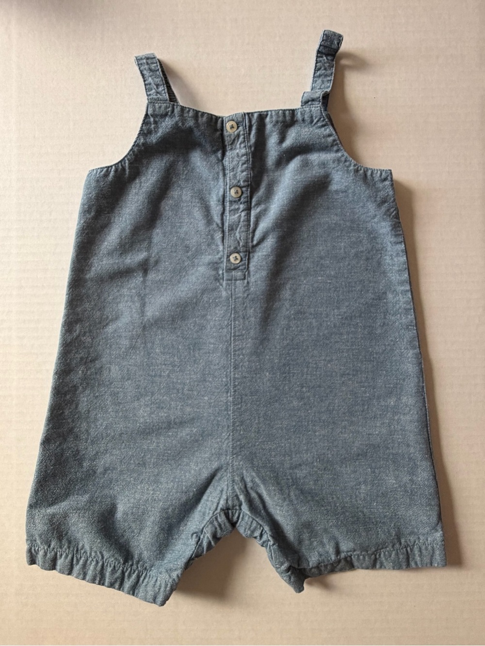 Pehr Toddler 2T Blue Chambray Button Front Romper Playsuit